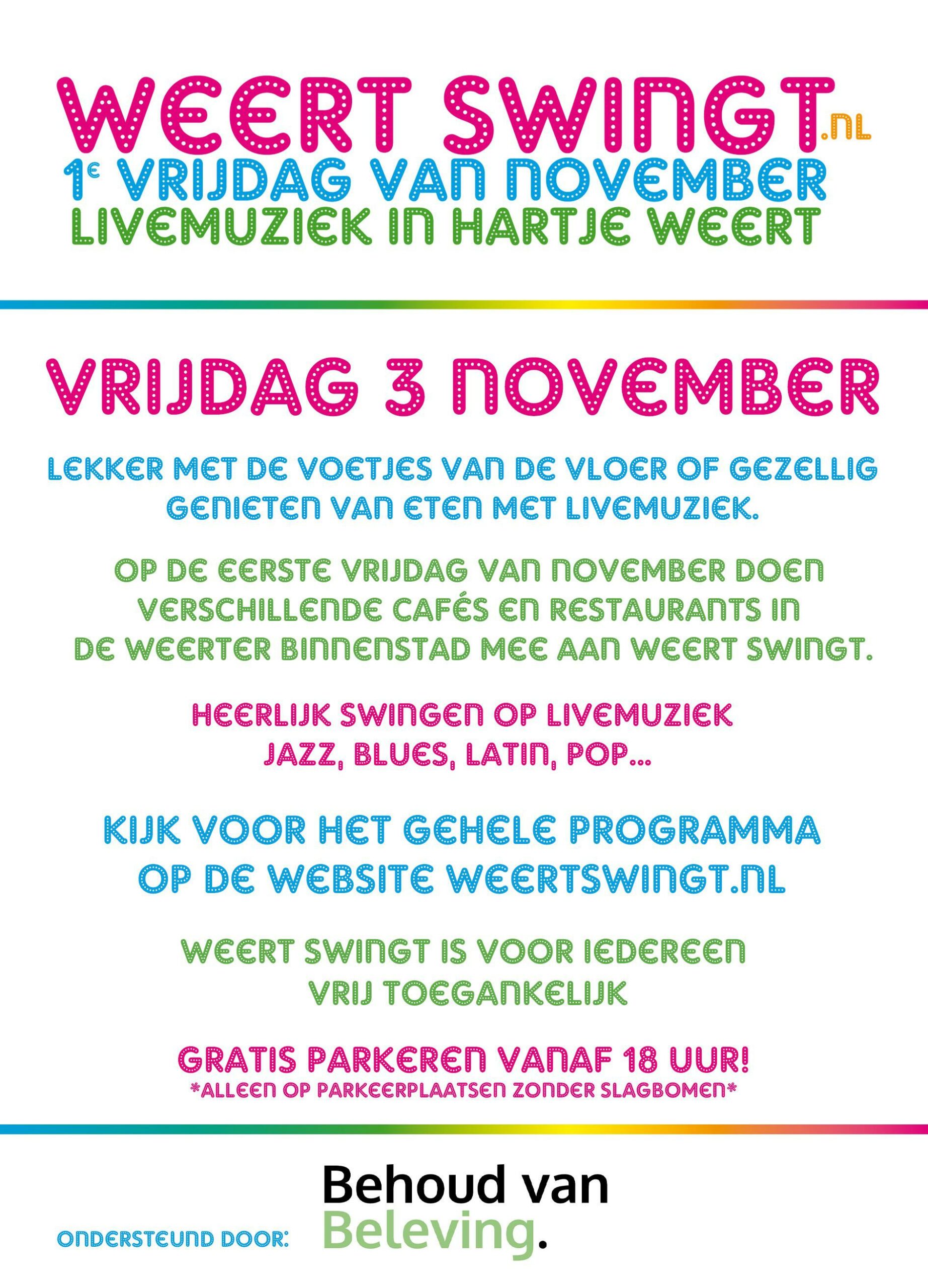 Weert Swingt op vrijdag 3 november