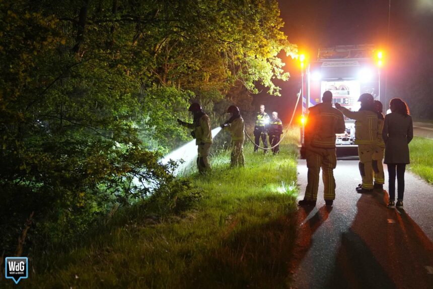 Brandweer dooft bermbrandje aan Randweg-Oost in Budel