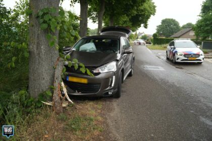 Auto botst tegen boom op Neelestraat in Stramproy
