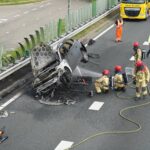 Auto vat vlam op snelweg A2 bij Maarheeze