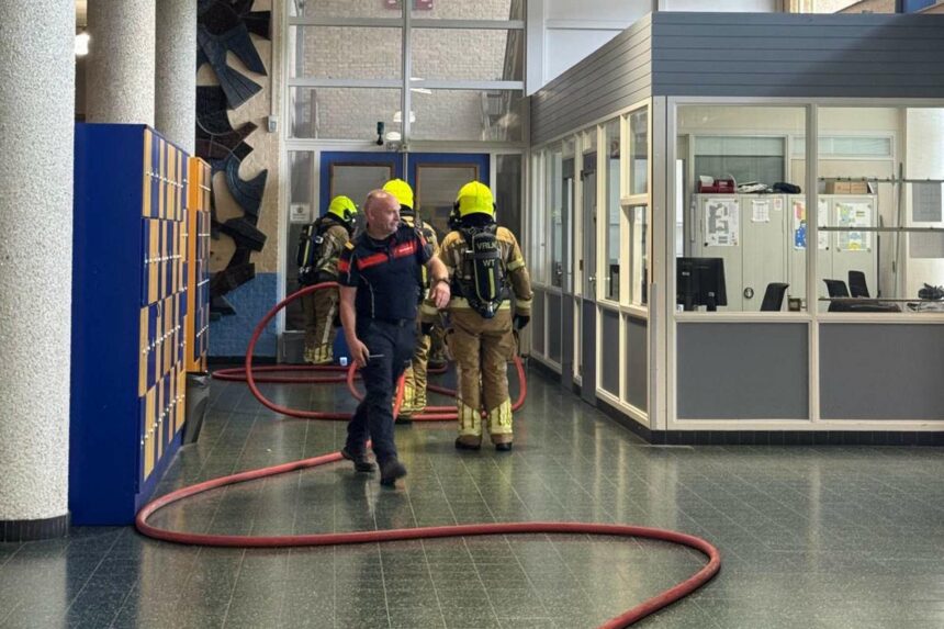 Brandweer ondersteunt bij ontruimingsoefening Het Kwadrant
