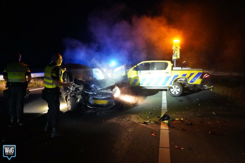 Botsing tegen auto Rijkswaterstaat na ongeval met gezin