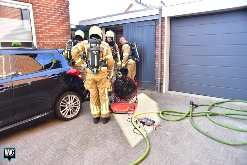 Rook uit garage in Nederweert door smeulende acculader