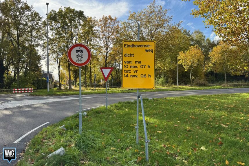 Eindhovenseweg enkele dagen dicht voor asfaltwerkzaamheden