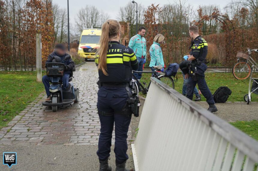 Fietser ten val in Kasteelpark