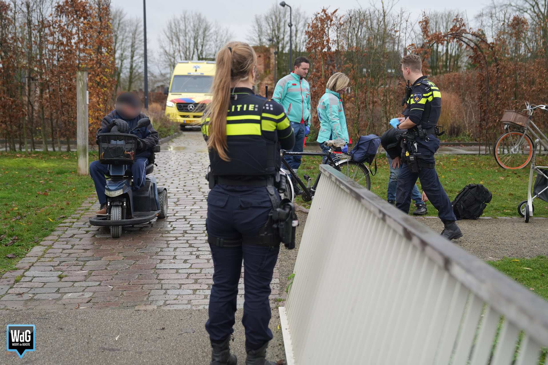 Fietser ten val in Kasteelpark