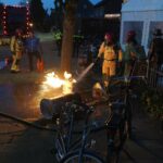 Terrasverwarmer bij feesttent in Maarheeze vat vlam