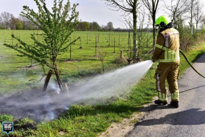 Brandweer dooft bermbrand in Nederweert-Eind