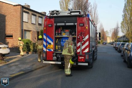Afvalcontainer in achtertuin vat vlam