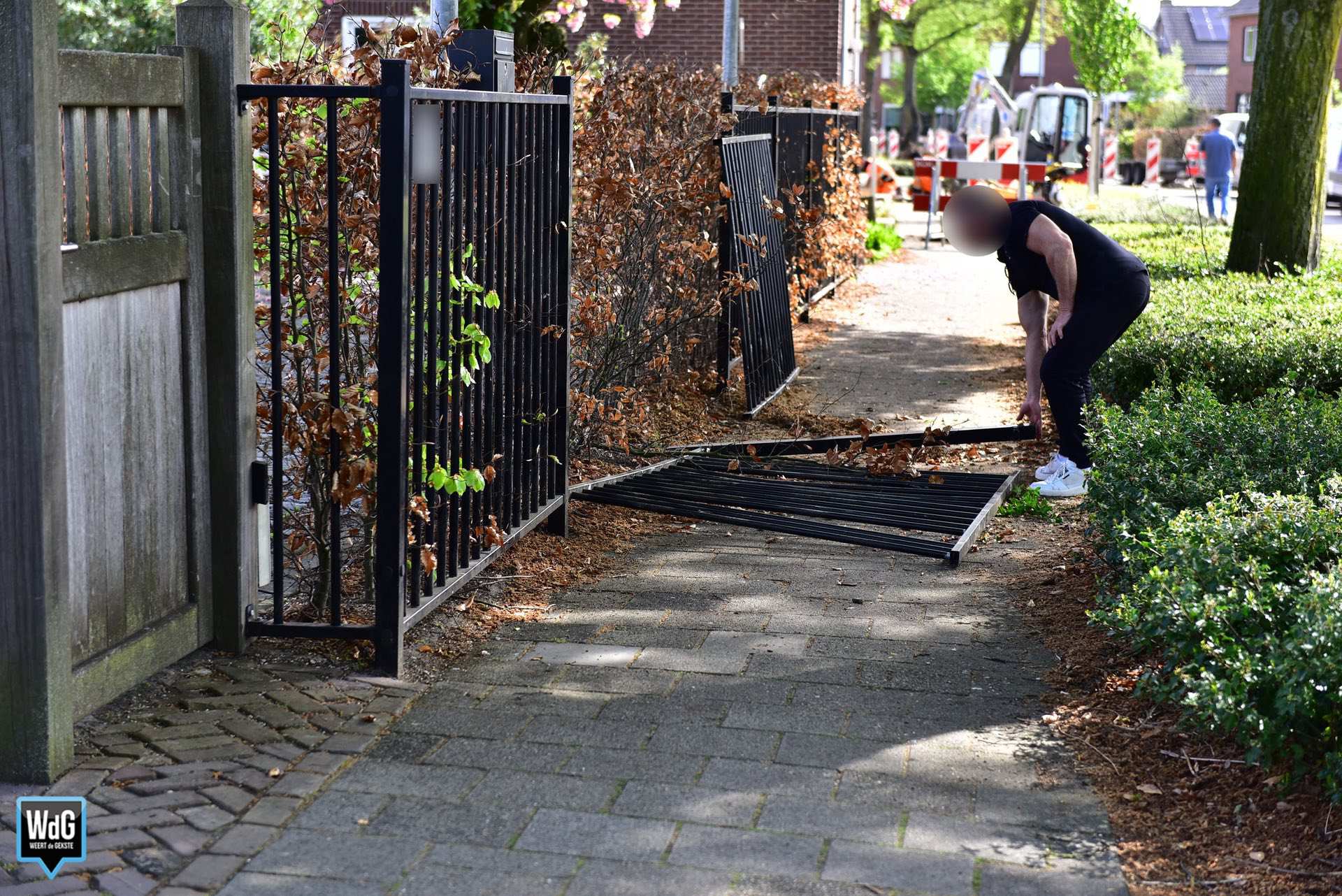 Auto schiet vooruit en botst met hekwerk en boom in Nederweert