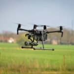 Drone boven weiland